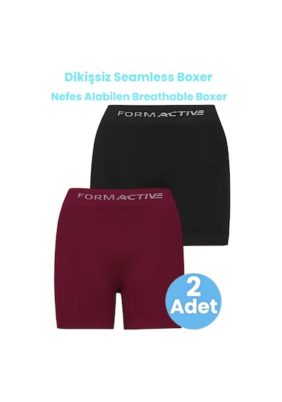 Uniquetrenders Erkek Dikişsiz/seamless Nefes Alabilen Boxer 2'li Set Siyah - Bordo