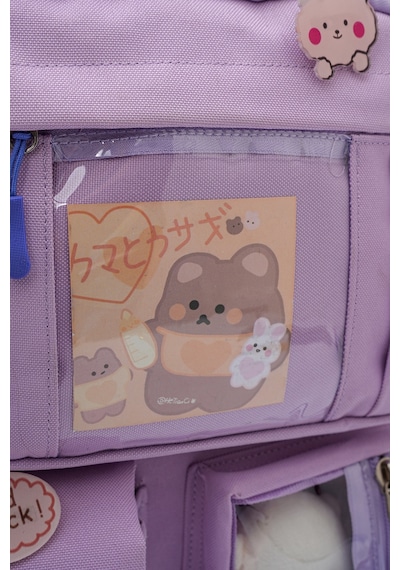 Wia Kawaii Kore Tarzı Ayıcıklı İlkokul Ve Beslenme Çantası Siyah