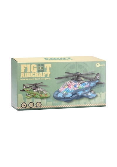 Işıklı Müzikli Hareketli Çarpıp Dönen Askeri Oyuncak Helikopter 30cm