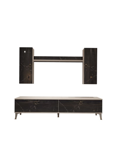 Decoraktiv Eko 7 Mdf Std Gold Tv Ünitesi Tv Sehpası Beyaz - Siyah Mermer