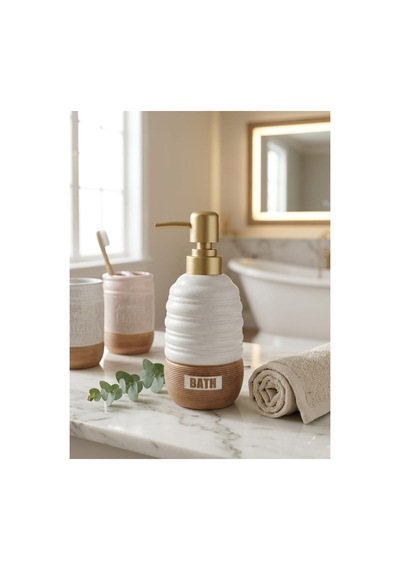 Porselen Sıvı Sabunluk - Lüks Banyo Ve Mutfak Sabunluk - 350 Ml Beyaz - 887961855 Beyaz