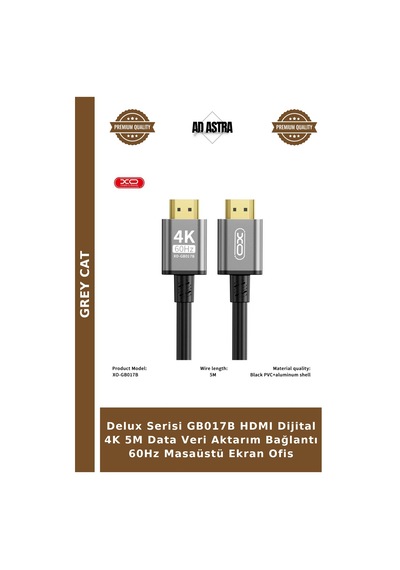 Delux Serisi Gb017b Hdmı Dijital 4k 5m Data Veri Aktarım Bağlantı 60hz Masaüstü Ekran Ofis