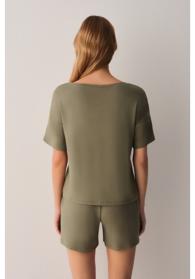 Suwen Stella Modal Tişört Şort Pijama Takımı Sh26603667s1060 Yeşil