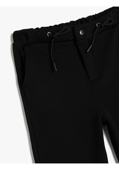 Koton Fermuar Detaylı Bel Bağcıklı Jogger Eşofman Altı Siyah 5skb40011tk Siyah