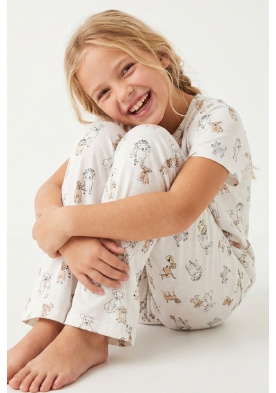 Siyah İnci Örme Pijama Takım 24107086 Ekru