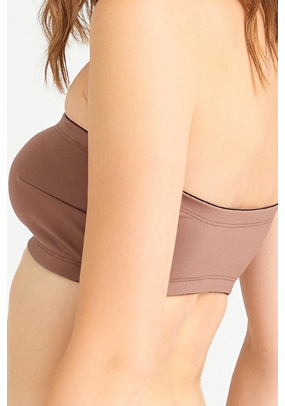 Cottonhill Kahverengi Straplez Crop Top Büstiyer Kahverengi