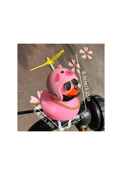 Pembe Kasklı Işıklı Ördek Aksesuar Seti Torpido Motor Bisiklet İçin Gözlük Kolye Pervane Kask Işıklı