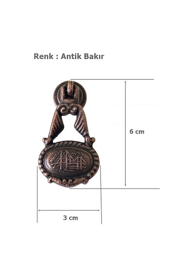 5 Adet Boğaziçi Sarkaç Düğme Eskitme Antik Bakır Mobilya Kulp