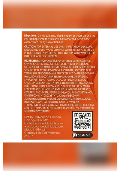 Advanced Clinicals Brightening Vitamin C + Caffeine Aydınlatıcı Göz Kremi 30ml