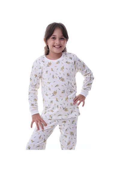 Yumuşak Dokulu Kız Çocuk Bahar Desenli Pijama Takımı 100% Pamuk Konforu Çok Renkli