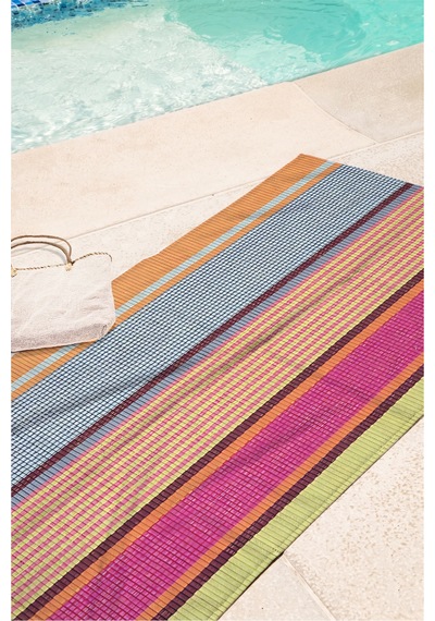 Çizgili Renkli Modern Plaj Havlusu - Tropikal Bohem Çok Renkli Hızlı Kuruyan Mikrofiber Havlu Bulut Bahçe