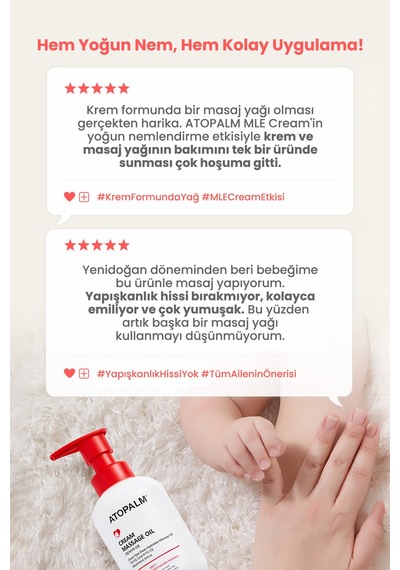Atopik Ciltler İçin Yoğun Nemlendirici, Krem Formunda Masaj Yağı Atopalm Cream Massage Oil