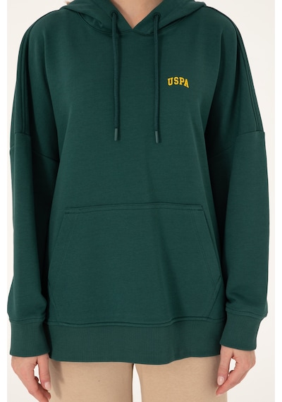 U.S. Polo Assn. Kadın Koyu Yeşil Kapüşonlu Basic Sweatshirt 50297324-VR079