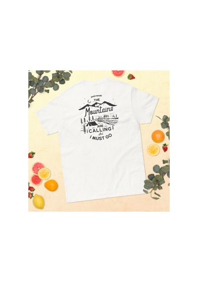 Wildstyle The Mountains Are Calling I Must Go Dağcı Baskılı Unisex Pamuklu Tişört Beyaz
