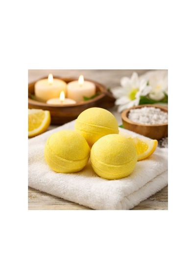 3 Adet 50 Gr. Limon Kokulu Banyo Topu, Nem Bombası, Banyo Bombası, Manikür Ve Pedikür Topu Diğer