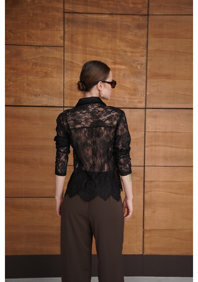Verymoda Dantel Gömlek F2073 SİYAH