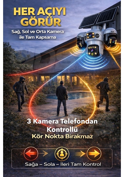 20mp 3 Hareketli 4 Kamera Sım Kartlı 4g Solar Güneş Enerjili Güvenlik Kamerası Sd Kart İnternt Dahil