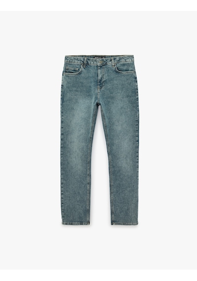 Koton Pamuklu Normal Bel Cepli Straight Fit Jean Pantolon - Mark Jean İndigo Stone 7wam40122nd İndigo - Taş