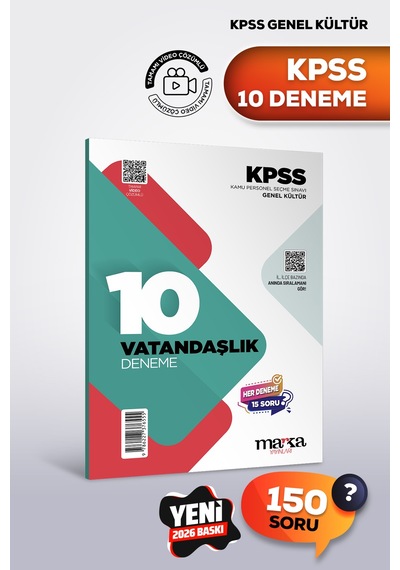 2026 Kkpss Vatandaşlık 10 Deneme Sınavı 150 Soru Tamamı Video Çözümlü