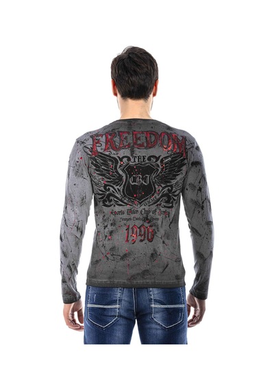 Cipo & Baxx CL455 Boya Baskılı Biker Sweatshirt Antrasit