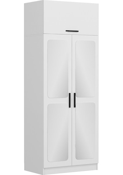 Kale 2 Kapaklı Aynalı Zincir Dolap-yüklük - Beyaz 235cm Beyaz