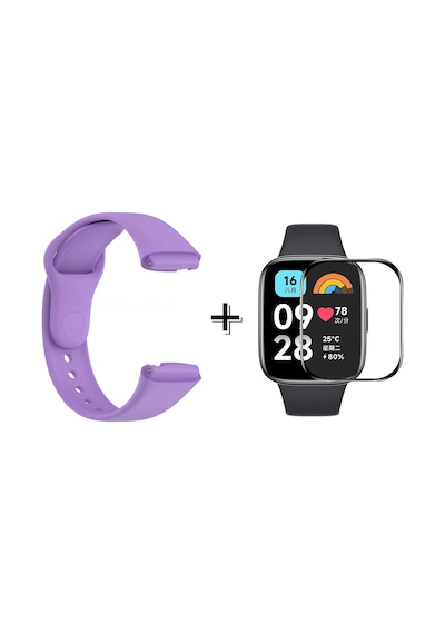 Forzacase Xiaomi Redmi Watch 3 Active İle Uyumlu Silikon Kordon Kayış + Ekran Koruyucu Film - Fc171 Lila