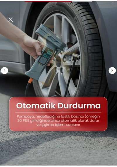 Nivego Taşınabilir 4000 Mah Dijital Hava Pompası 150 Psı Şarjlı Mini Kompresör Lcd Ekranlı, Işıklı, Kemer Kesicili,cam Kırma Otomatik Durma -