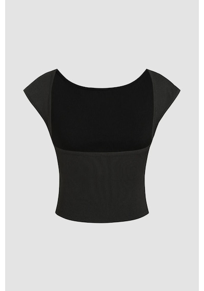 Hiccup Sırtı Açık Crop Top Siyah