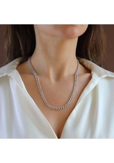 Gurmet Taşlı 6mm 52cm Gümüş Kolye Gümüş