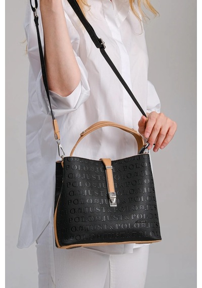 Just Polo Kadın Orijinal Just Polo Siyah Taba 3 Gözlü Su Geçirmez Çapraz Ve Omuz Çantası 22 X 20 Cm Çok Renkli