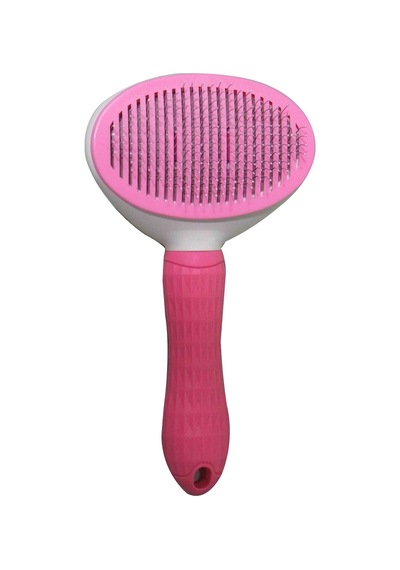26Bars&A Band Clean Pet's Tüy Temizleme Düğmeli Oval Kedi Köpek Fırçası 10 CM Pembe