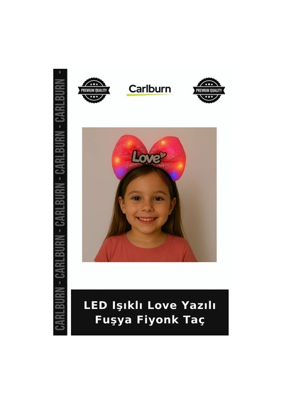 Led Işıklı Love Yazılı Fuşya Fiyonk Taç Renkli Aksesuar Kutlama Süsü Parti Tacı +3