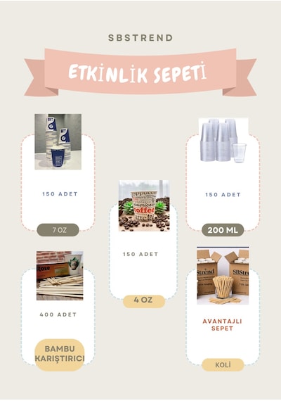 Yeni Hediyeli-üretici Koli Etkinlik Set 150 Er,4oz 7oz Karton Bardak Set,plastik Bardak,karıştırıcı 1