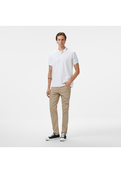 Nautica Erkek Beyaz Classic Fit Polo Yaka T-shirt Düz K55348t Beyaz