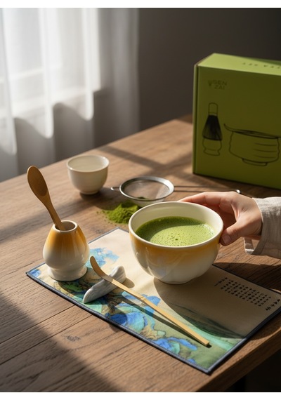 6 Parça Turuncu Beyaz Renk Matcha Çayı Hazırlama Seti - Geleneksel Japon Matcha Seti Turuncu - Beyaz