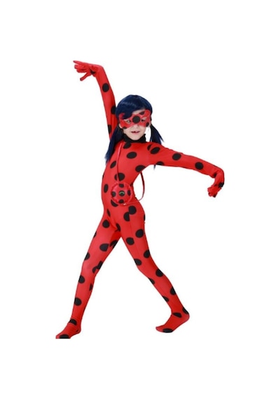 Peruklu Ladybug Uğur Böceği Kostümü Lady Bug Karakedi Uğur B