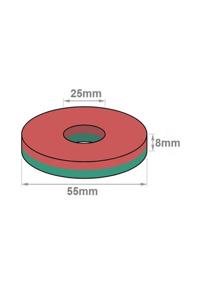 Mıknatıs 1 Adet 55 x 25 x 8 mm Ferrite Kömür Halka Mıknatıs Magne