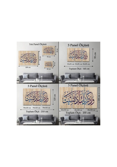 Eğer Unutursan Rabbini Hatırla Kehf Suresi . Ayet Yazılı Dekoratif Kanvas Tablo