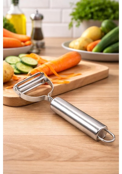 Premium Paslanmaz Çelik Çok Amaçlı Sebze Soyucu, Patates, Havuç, Salatalık Ve Meyveler İçin Ergonomik Y-şekilli Bıçaklı Soyacak, Dayanıklı, Keskin Gümüş