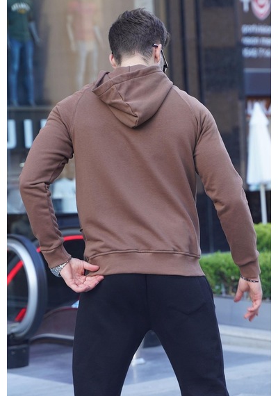 Madmext Kahverengi Kapüşonlu Sweatshirt 6151-kahverengi Kahverengi