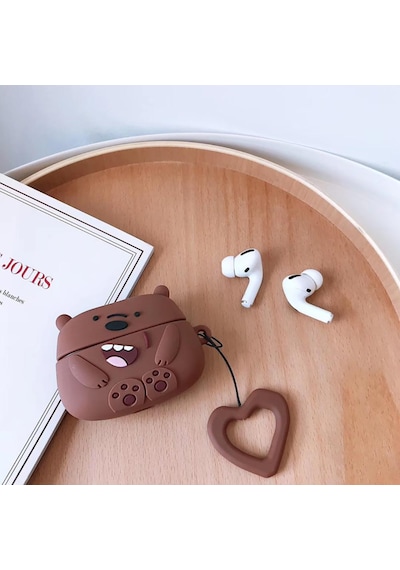 E2M Apple Uyumlu AirPods PRO KILIF BARE BEAR KAHVERENGİ