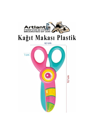 Sevimli Kağıt Makası 1 Adet Plastik Küt Uç Korumalı Okul Makası Çocuk Makas Okul Öncesi Kreş Anasınıfı