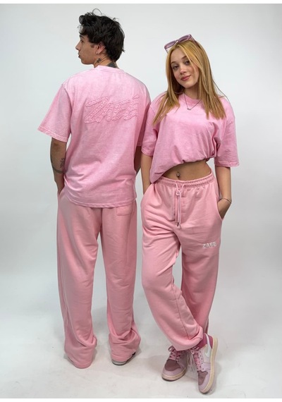 Zaee Nakışlı Oversize Tişört Pembe