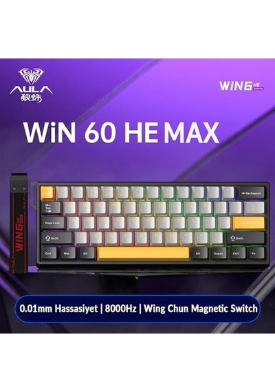 Wın60 He Max Manyetik Klavye Kablolu Oyun Amaçlı Trigger Wing Chun Switch 8000hz