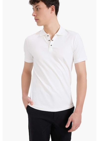 DeFacto Slim Fit Dar Kesim Polo Yaka Kısa Kollu Dokulu Basic Düz Tişört T5259AZ25SMWT32