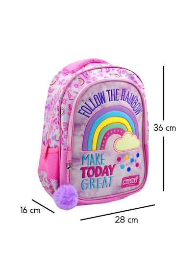 Muggle Okul Çantası Soft Rainbow Pembe Kız Çocuk İlkokul Sırt Çantası