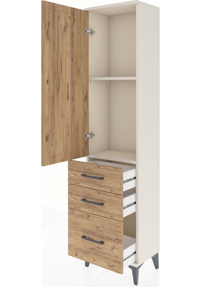Arges Dolap 2 Raflı 3 Çekmeceli Tek Kapaklı 44x30x182 Aytaşı-çam Aytaşı