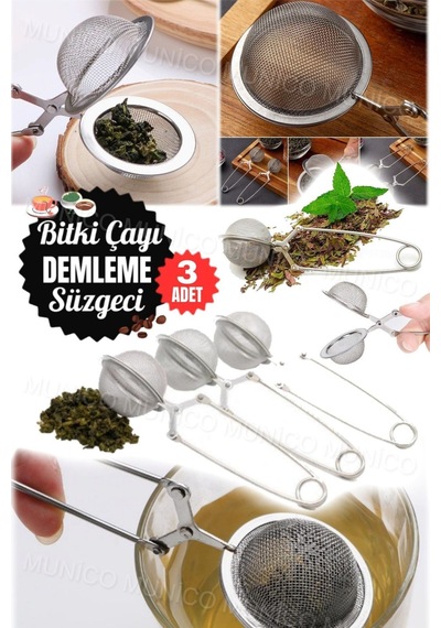 3 Adet Bitki Çayı Demleme Süzgeci Çay İçin Çay Süzgeci Kakao Pudra Ve Şeker Eleği İle Çok Amaçlı P Diğer