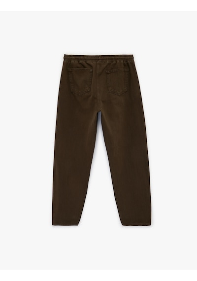 Koton Regular Fit Cepli Beli Bağcıklı Bol Baggy Jean Pantolon Kahverengi 6sam40213nd Kahverengi