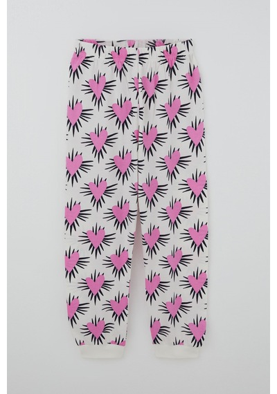 Paty Kıds Breeze Kız Çocuk Pijama Takımı Kısa Kollu Kalp Desenli 8-12 Yaş, Ekru